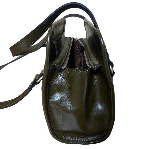 Patricia Nash Bruna Tooled Satchel Bag Purse Olive Green Gold CutOut NWT A1 - Picture 3 of 12